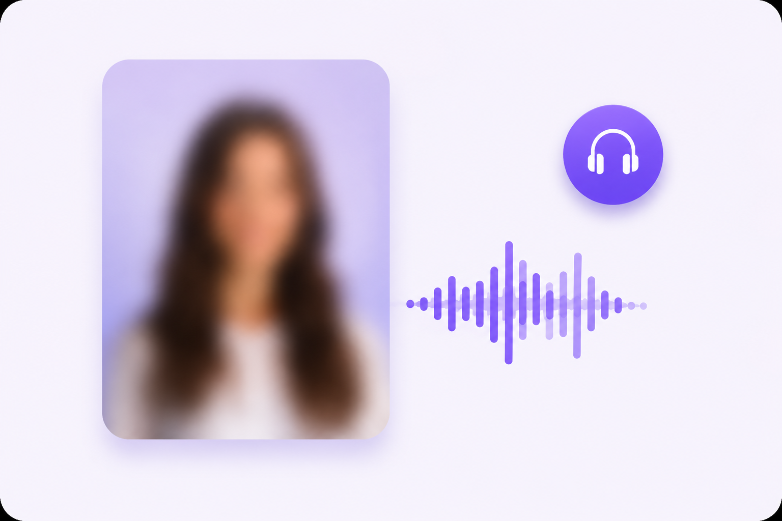 Photo floutée et onde audio — vous écoutez d'abord