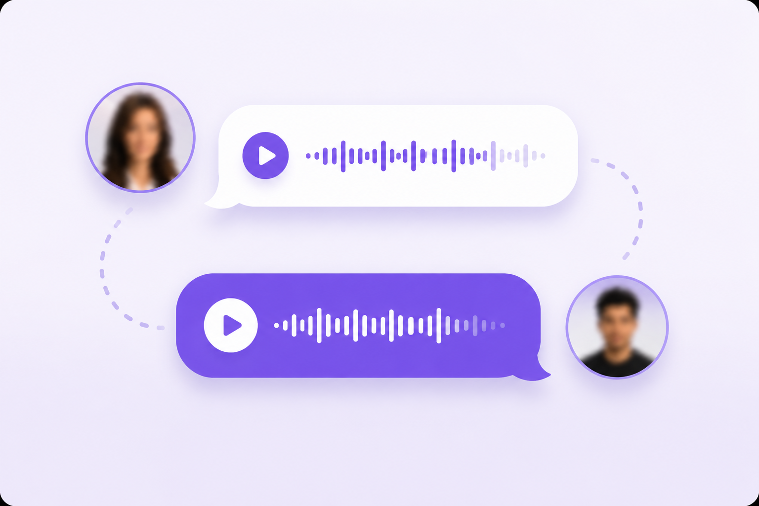 Échange audio entre deux profils floutés