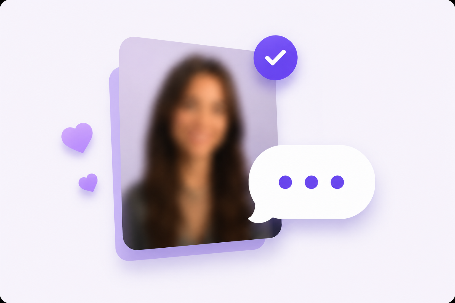 Profil déverrouillé avec bulle de conversation et coeurs